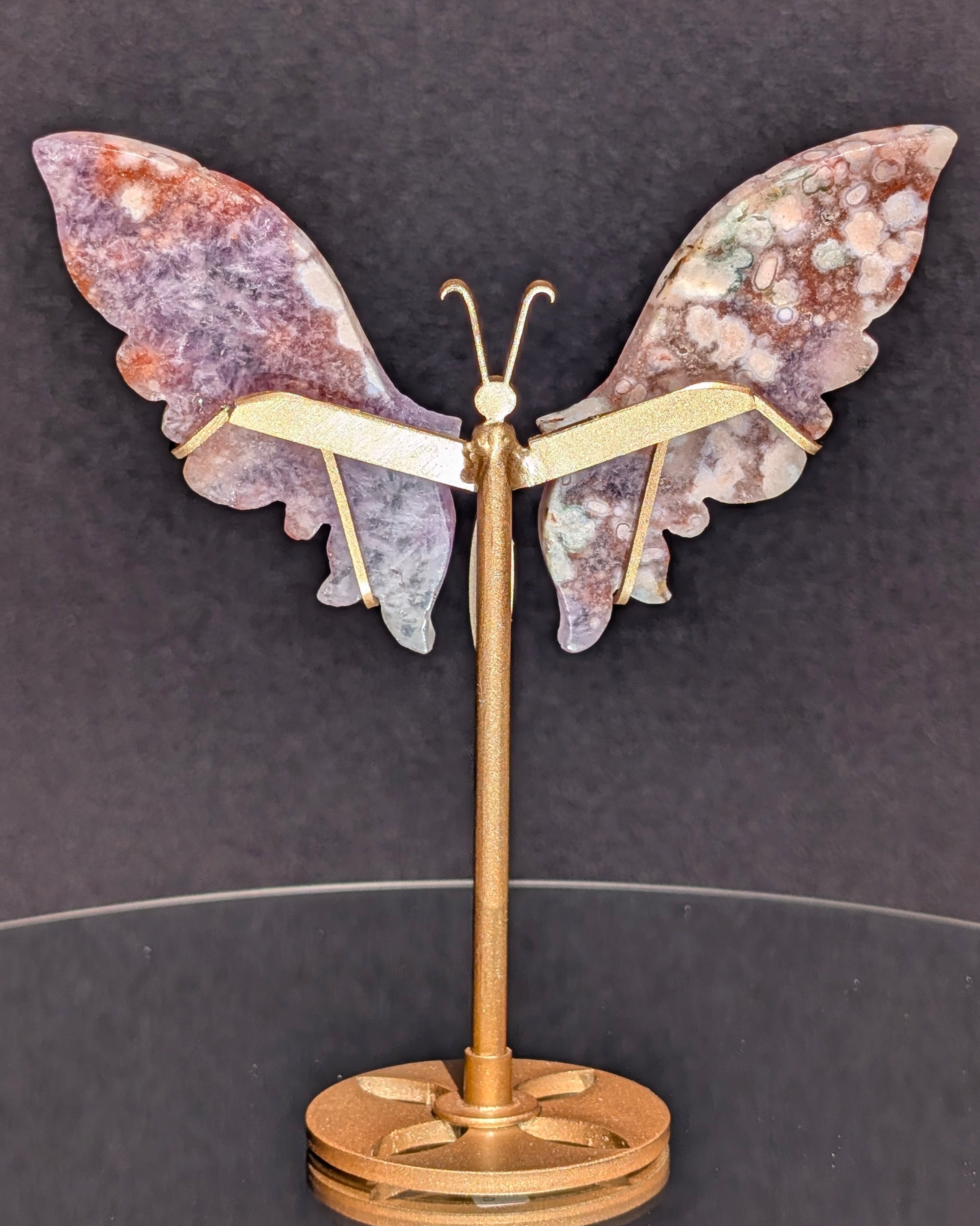 Flower Agate Butterfly on stand C
