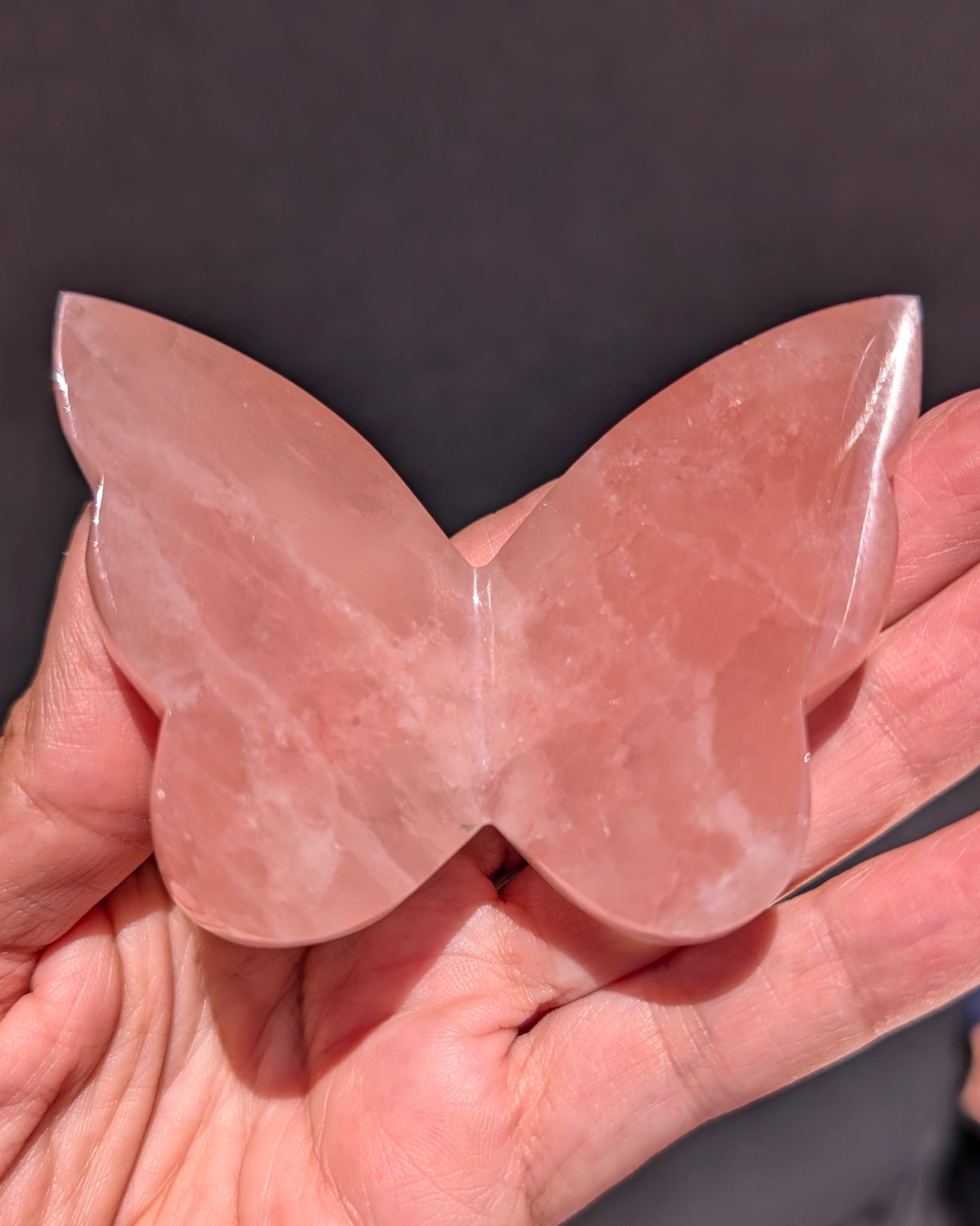 Strawberry Calcite Butterfly Q