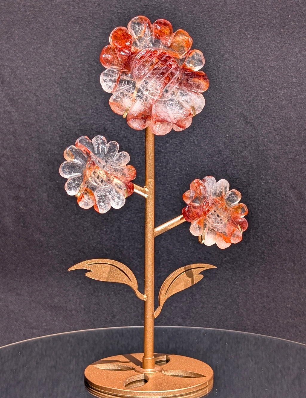Fire Quartz Daisy on stand