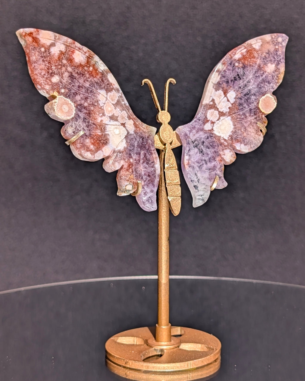 Flower Agate Butterfly on stand C