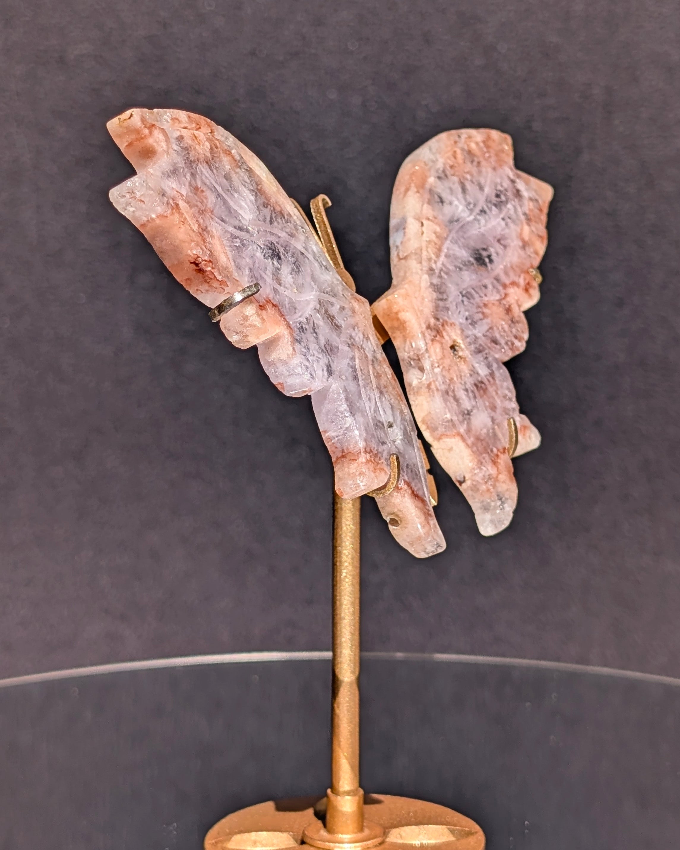 Flower Agate Butterfly on stand B