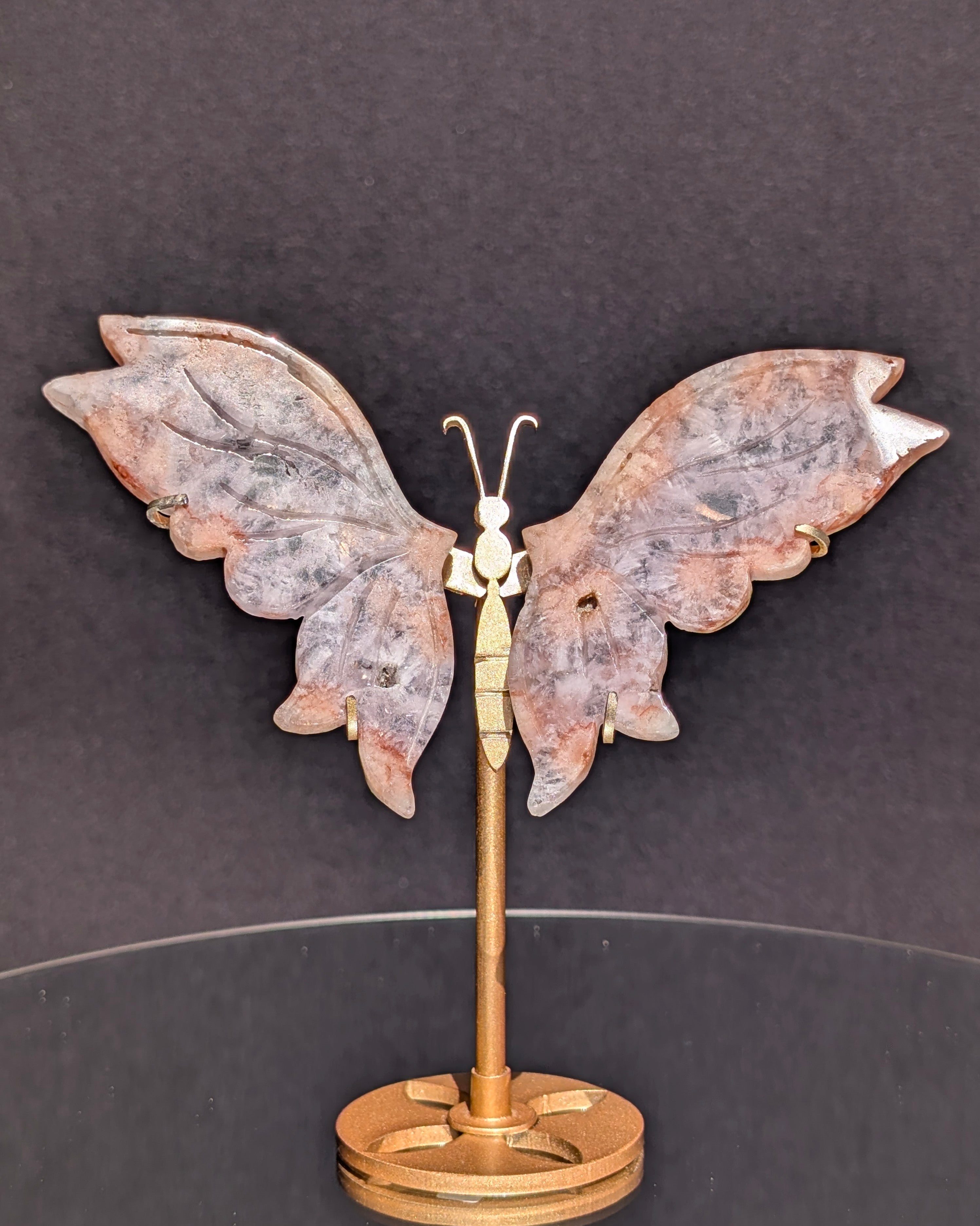 Flower Agate Butterfly on stand B