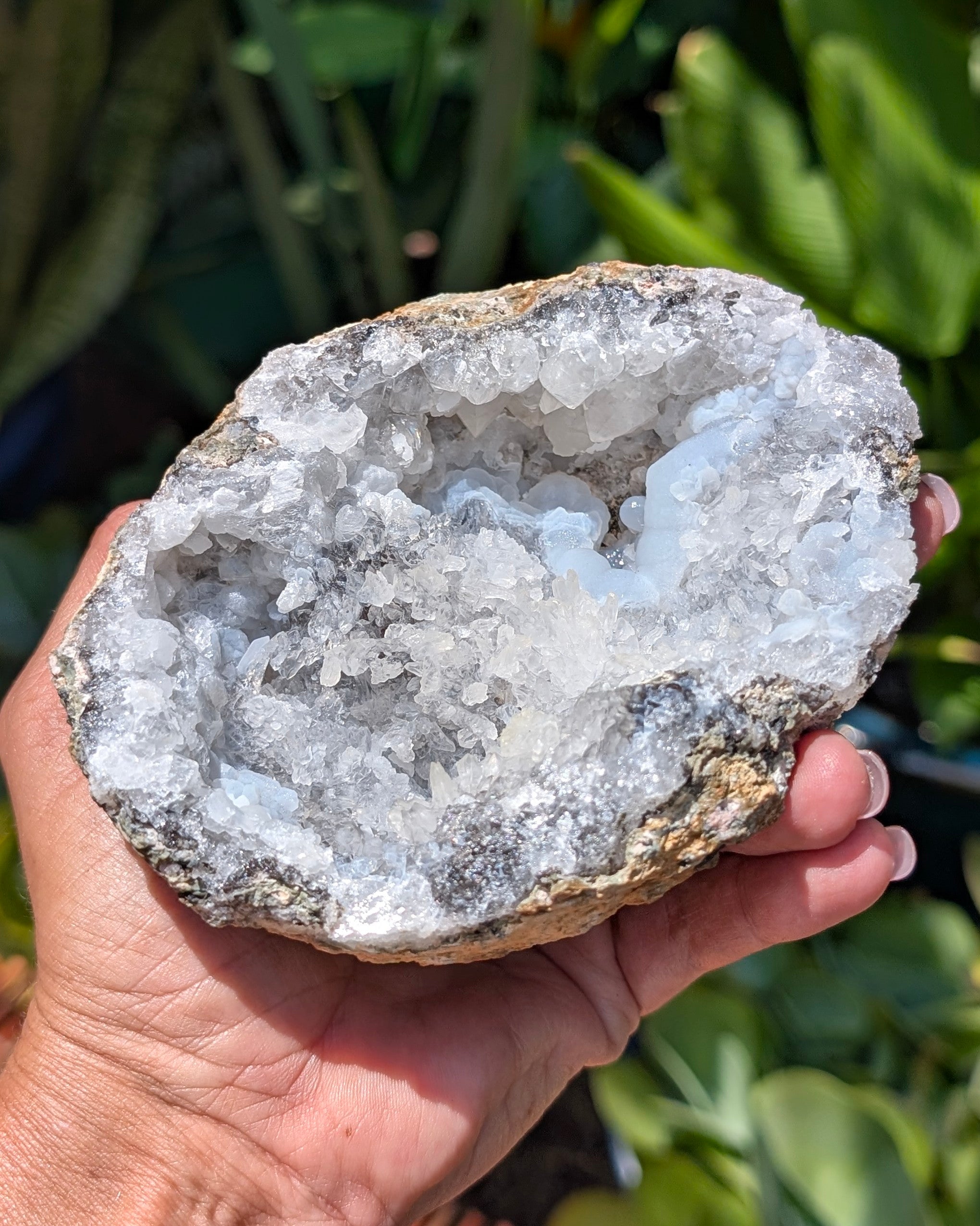 Fluorescent Trancas Geode with Helicites and Chalcedony F