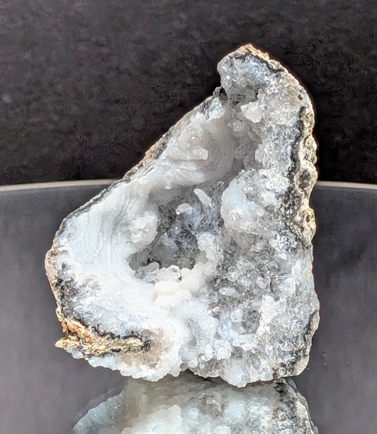 Fluorescent Trancas Geode with Quartz Crystals H