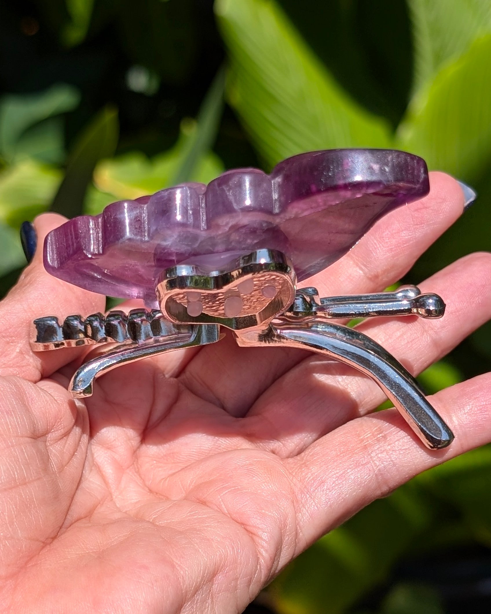 Silver Chrome Butterfly with Amethyst Wings - Opt. D